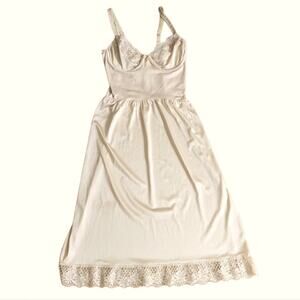 Vintage Sabrina Exclusive Nude Lace Underwire Pin Up Slip Dress USA Made